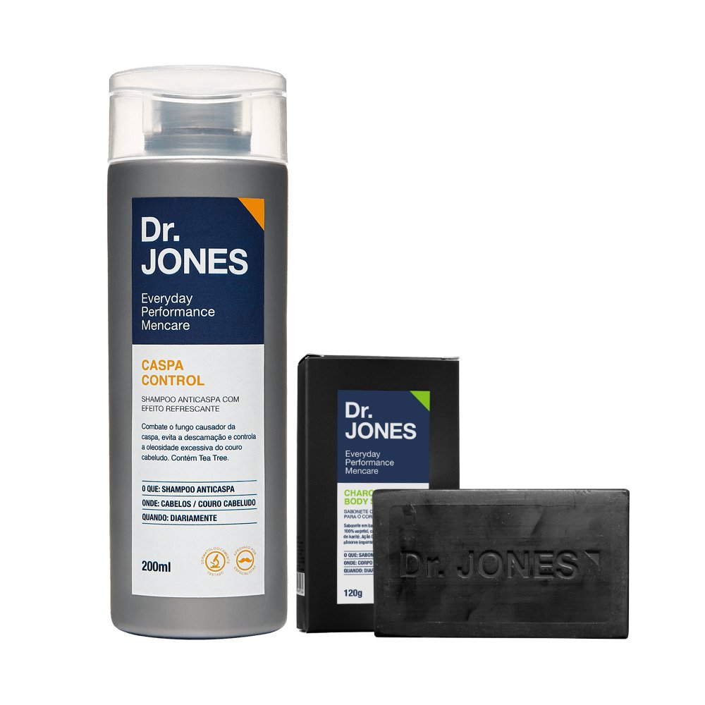 Cuidados Caspa: Shampoo Anticaspa + Charcoal Body Soap l Dr. JONES Cuidados Caspa: Shampoo Anticaspa + Charcoal Body Soap